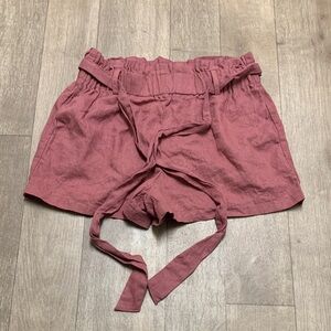 Womens Have Lots Angelas Linen Blend Paperbag‎ Belted Pink Shorts
